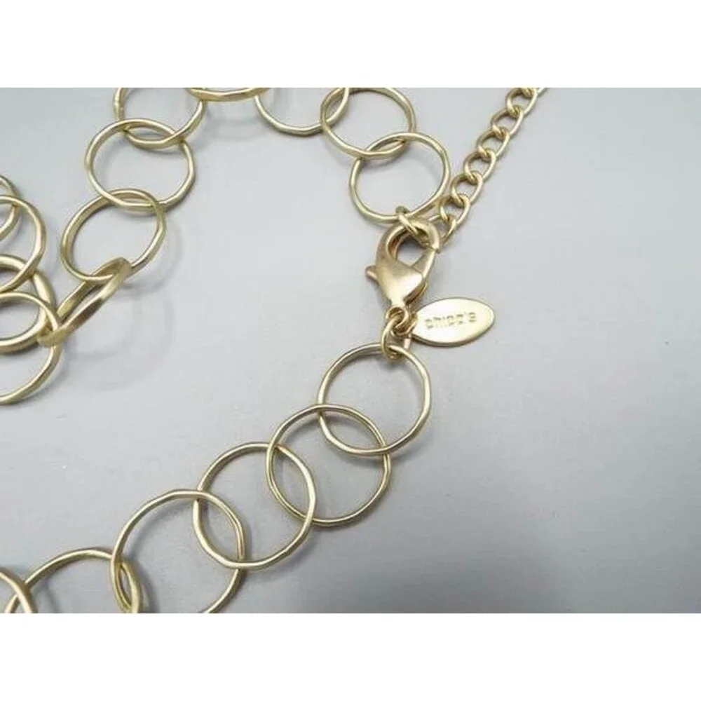 Chico's Nyssa Reversible Faux Carnelian White Jade Carbochan Chain 35